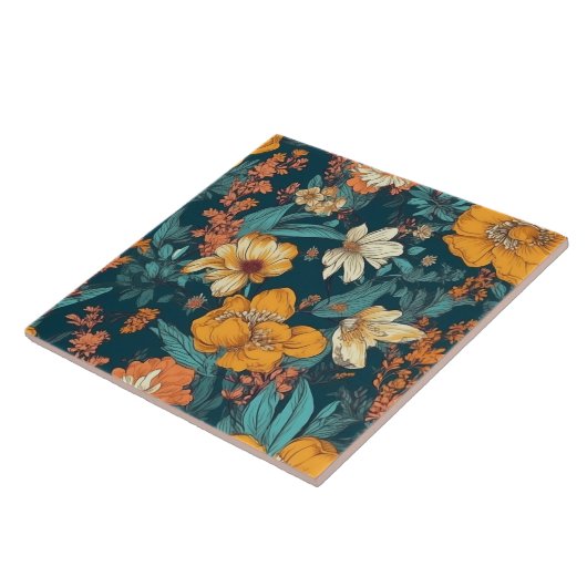 Hübsche Blumen, Gelb und Orange Fliese (Seite)