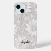 Hübsche Blumen Gemustert Weiß Elegant Chic Case-Mate iPhone Hülle (Rückseite)
