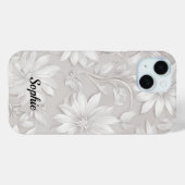 Hübsche Blumen Gemustert Weiß Elegant Chic Case-Mate iPhone Hülle (Rückseite (Horizontal))