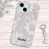 Hübsche Blumen Gemustert Weiß Elegant Chic Case-Mate iPhone Hülle