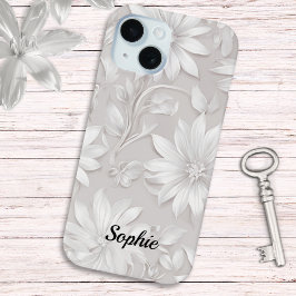 Hübsche Blumen Gemustert Weiß Elegant Chic Case-Mate iPhone Hülle