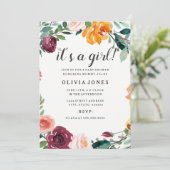 Hübsche Blumen Girl Babydusche Einladung (Stehend Vorderseite)