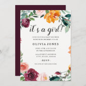 Hübsche Blumen Girl Babydusche Einladung (Vorne/Hinten)