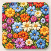 Hübsche Blumen, hell gefärbt, Getränkeuntersetzer (Vorderseite)