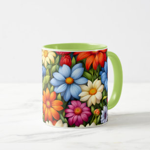 Hübsche Blumen, hell gefärbt, Tasse