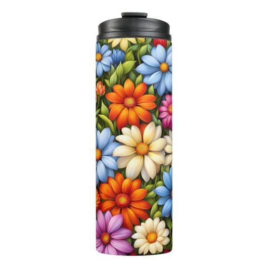 Hübsche Blumen, hell gefärbt, Thermosbecher (Vorderseite)