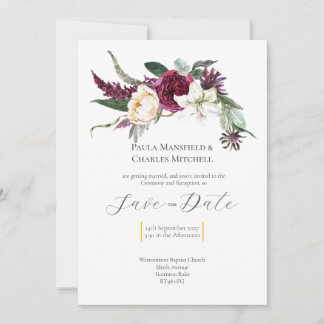 Hübsche Blumen Hochzeitseinladung zum Vormerken Einladung