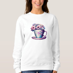 Hübsche Blumen in Teetassen-Porzellan Sweatshirt