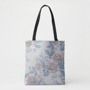 Hübsche Blumen. Monochrome Ornamente. Nahtloses Mu Tasche
