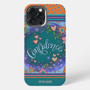 Hübsche Blumen-Motivations-Punkte Inspirivity Name iPhone 13 Pro Max Hülle