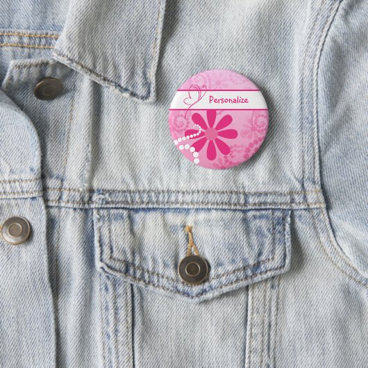 Hübsche Blumen-niedliche rosa Retro Gänseblümchen Button (Beispiel)