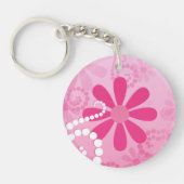 Hübsche Blumen-niedliche rosa Retro Gänseblümchen Schlüsselanhänger (Vorderseite)