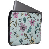 Hübsche Blumen und Blätter illustriertes Muster Bl Laptopschutzhülle (Vorne Rechts)