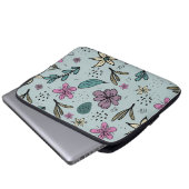 Hübsche Blumen und Blätter illustriertes Muster Bl Laptopschutzhülle (Vorne Knopf)