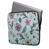 Hübsche Blumen und Blätter illustriertes Muster Bl Laptopschutzhülle (Vorderseite Links)