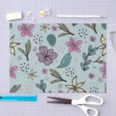 Hübsche Blumen und Blätter illustriertes Muster Bl Seidenpapier (Handwerk)