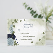 hübsche Blumen und bläuliche Blumen RSVP Karte (Stehend Vorderseite)