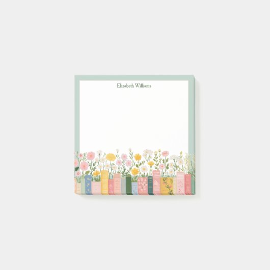 Hübsche Blumen und Bücher Post-it Klebezettel (Vorderseite)