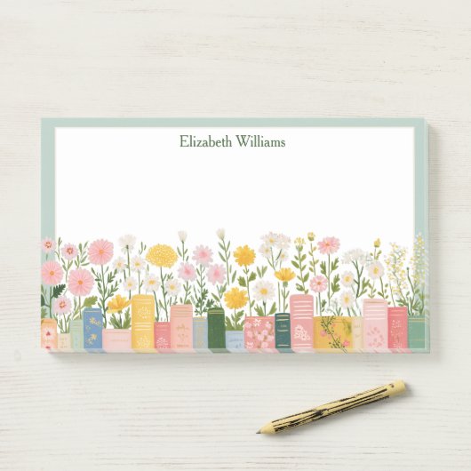 Hübsche Blumen und Bücher Post-it Klebezettel (Auf Schreibtisch)