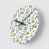 Hübsche Blumen und Herzen Lichtmuster Runde Wanduhr (Winkel)