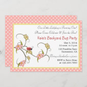 Hübsche Blumen und Polkapunktgeburtstags-Party Einladung (Vorne/Hinten)