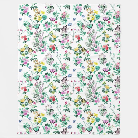 Hübsche Blumen und Schmetterlinge Fleecedecke (Vorderseite)