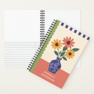 Hübsche Blumen-Vase Spiral Notizblock