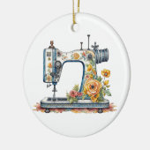 Hübsche BlumenantikNähmaschine Weihnachten Keramik Ornament (Links)