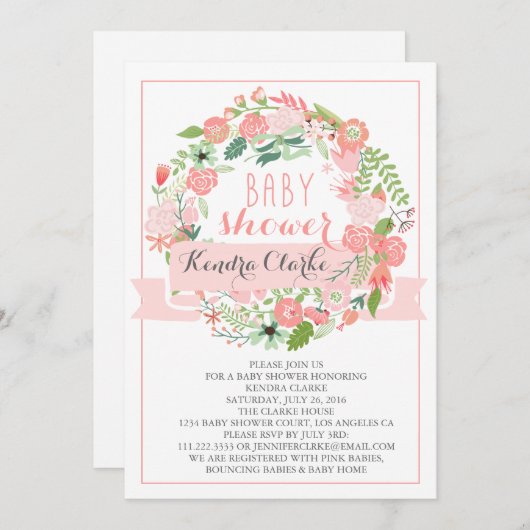 HÜBSCHE BLUMENbaby-DUSCHEN-EINLADUNG DES Einladung (Vorne/Hinten)