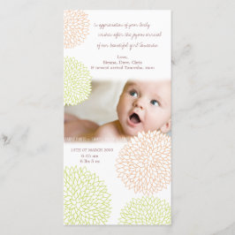 Hübsche Blumenbaby-Geburt danken Ihnen Foto-Karte Dankeskarte