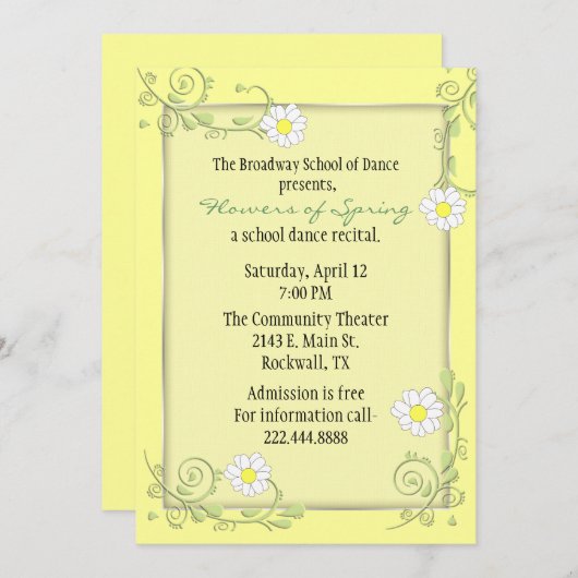 Hübsche Blumenbearbeitung Einladung (Vorne/Hinten)