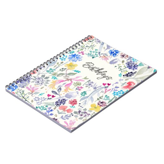 Hübsche Blumenbemalung Notizblock (Linke Seite)