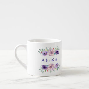 Hübsche Blumenblätter Flieder & Eukalyptus Floral Espressotasse