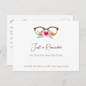 Hübsche Blumenbrille Augenuntersuchung Ernennung Postkarte (Vorne/Hinten)