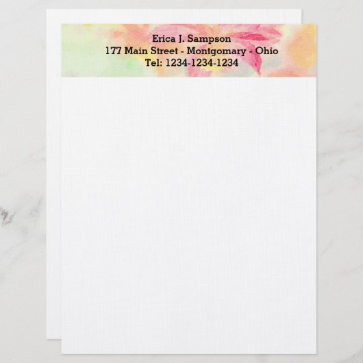 Hübsche Blumenbrille Briefbogen (Vorne/Hinten)