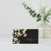 Hübsche Blumencreme Beige Schwarze Blume Elegant Visitenkarte (Stehend Vorderseite)