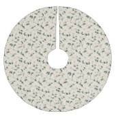 Hübsche Blumencreme und grüne Blume Polyester Weihnachtsbaumdecke (Vorderseite)