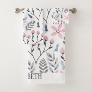 Hübsche Blumendarstellung, botanisch Badhandtuch Set