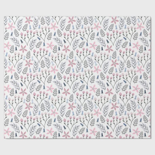 Hübsche Blumendarstellung sinkend botanisch Geschenkpapier (Flach)