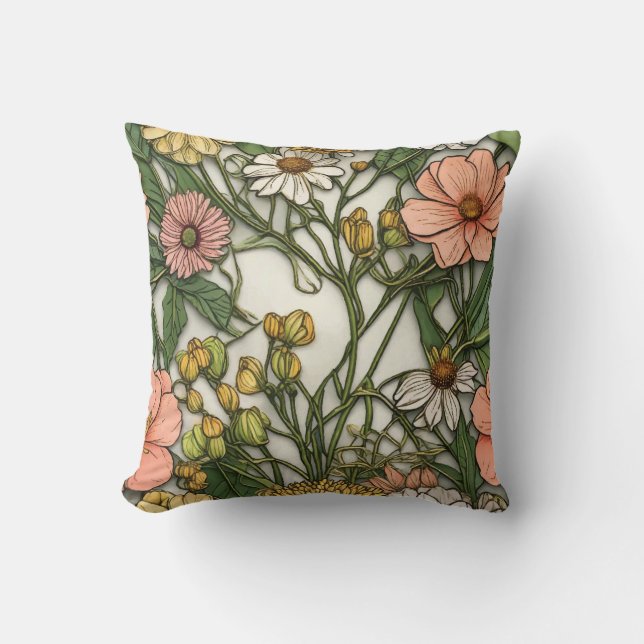 Hübsche Blumendekoration auffallend Kissen (Vorderseite)
