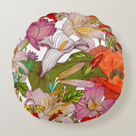 Hübsche Blumendekoration auffallend Rundes Kissen