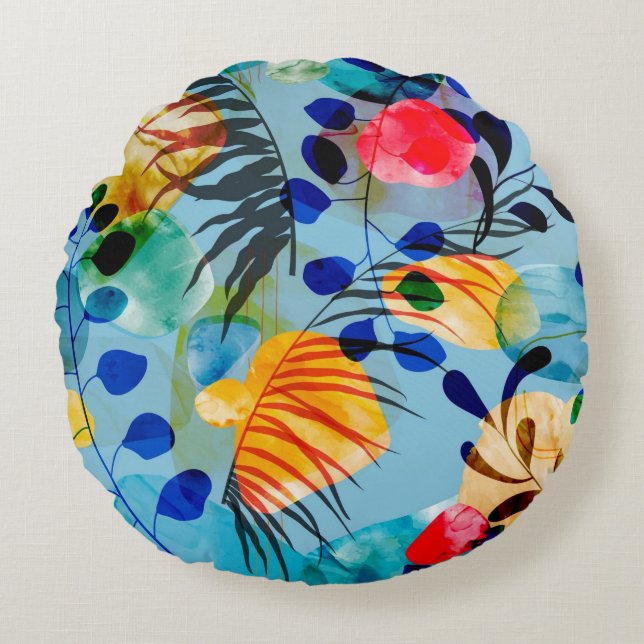 Hübsche Blumendekoration auffallend Rundes Kissen (Vorderseite)