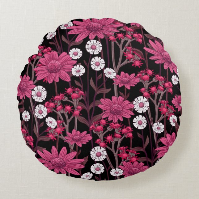 Hübsche Blumendekoration auffallend Rundes Kissen (Vorderseite)