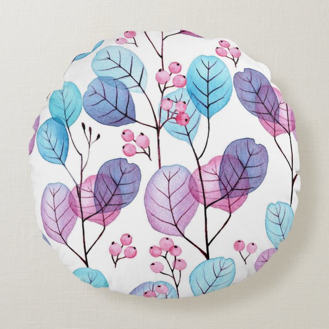 Hübsche Blumendekoration auffallend Rundes Kissen (Vorderseite)