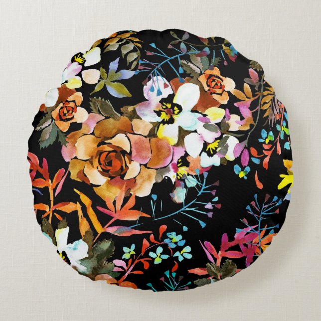 Hübsche Blumendekoration auffallend Rundes Kissen (Vorderseite)