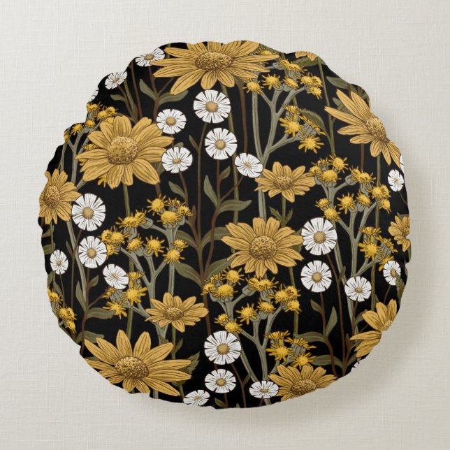 Hübsche Blumendekoration auffallend Rundes Kissen (Vorderseite)