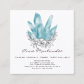Hübsche Blumendoodle Blaukristalle Quadratische Visitenkarte (Rückseite)