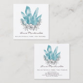 Hübsche Blumendoodle Blaukristalle Quadratische Visitenkarte (Vorne/Hinten)