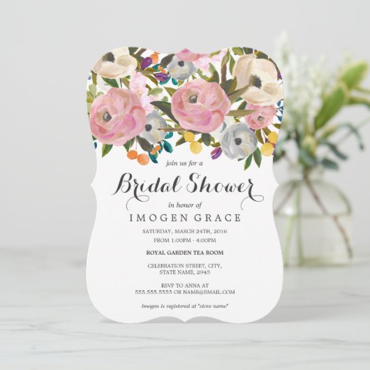 Hübsche Blumendusche Einladung (Stehend Vorderseite)