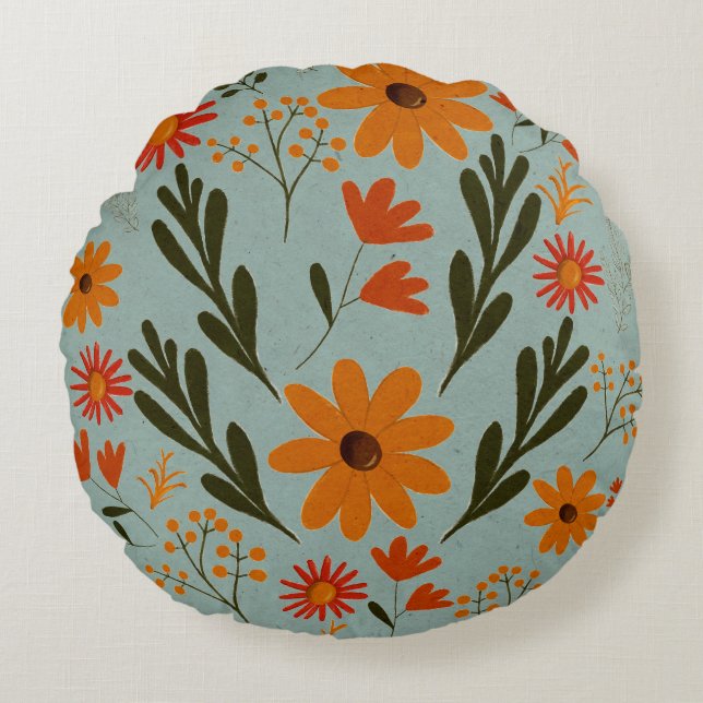 Hübsche, blumenfarbene Blume Kissen (Vorderseite)